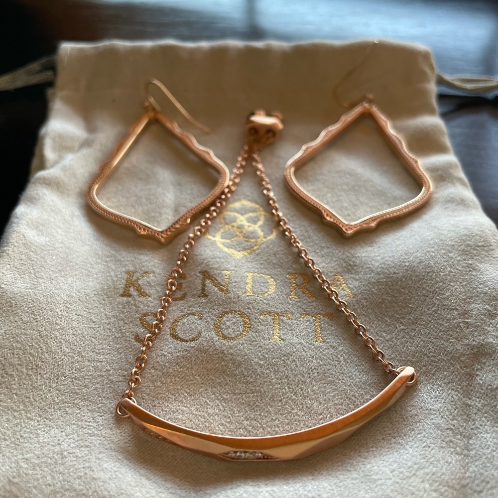 Kendra Scott Rose Gold Earrings and Bracelet